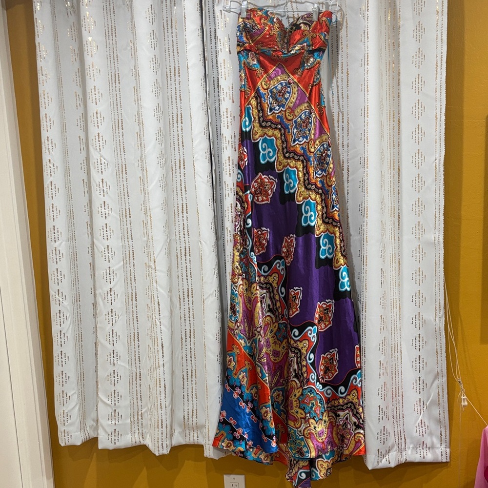 Colorful Strapless Maxi Dress